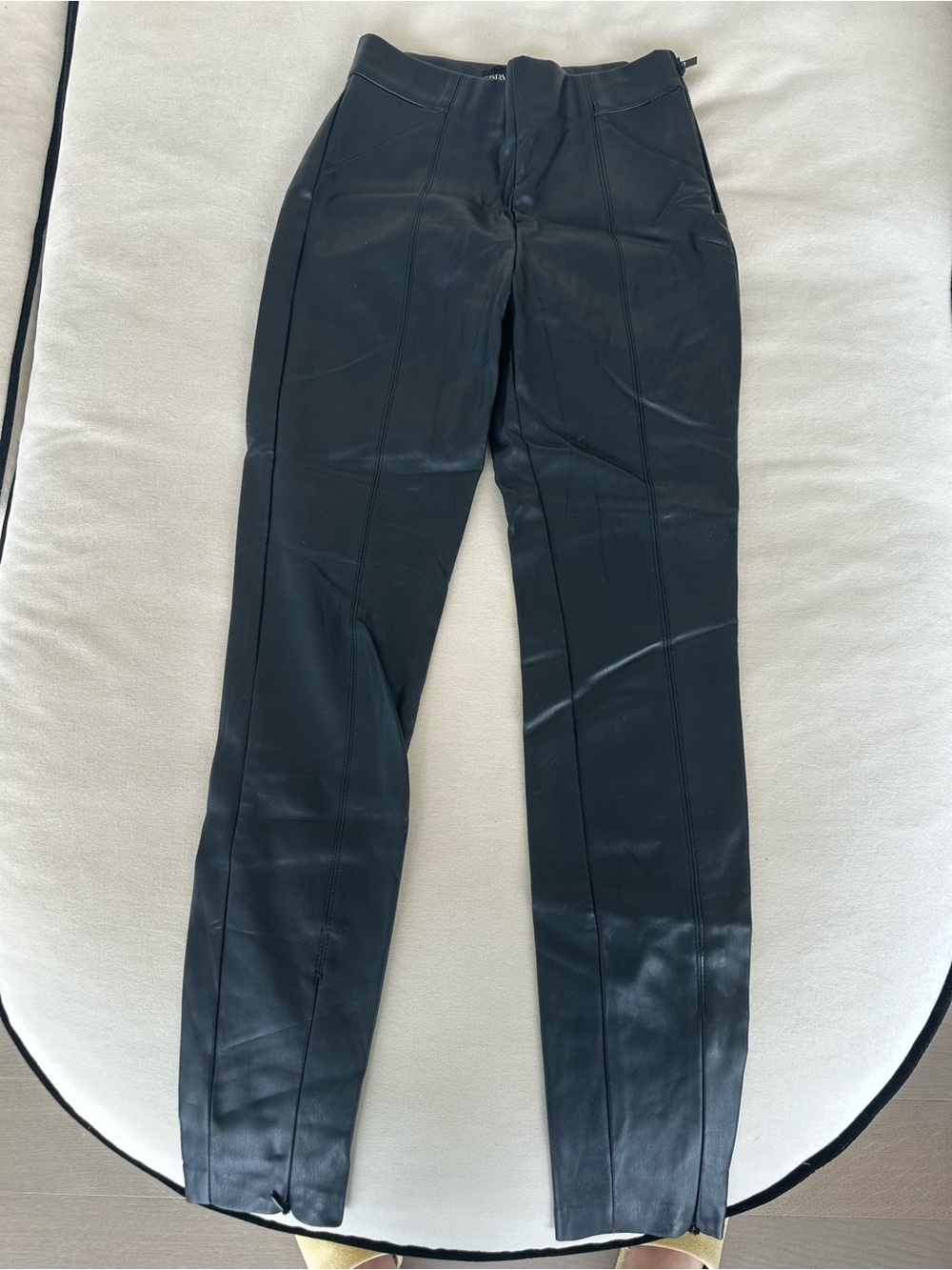 Zara Sleek Black Faux Leather Slim Pants